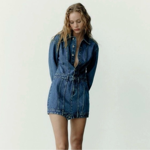 ZARA Denim Button Mini Dress ✨NWOT✨ - Picture 3 of 14